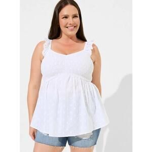 Torrid Babydoll Swiss Dot Cotton Smocked Bodice 1X 14/16